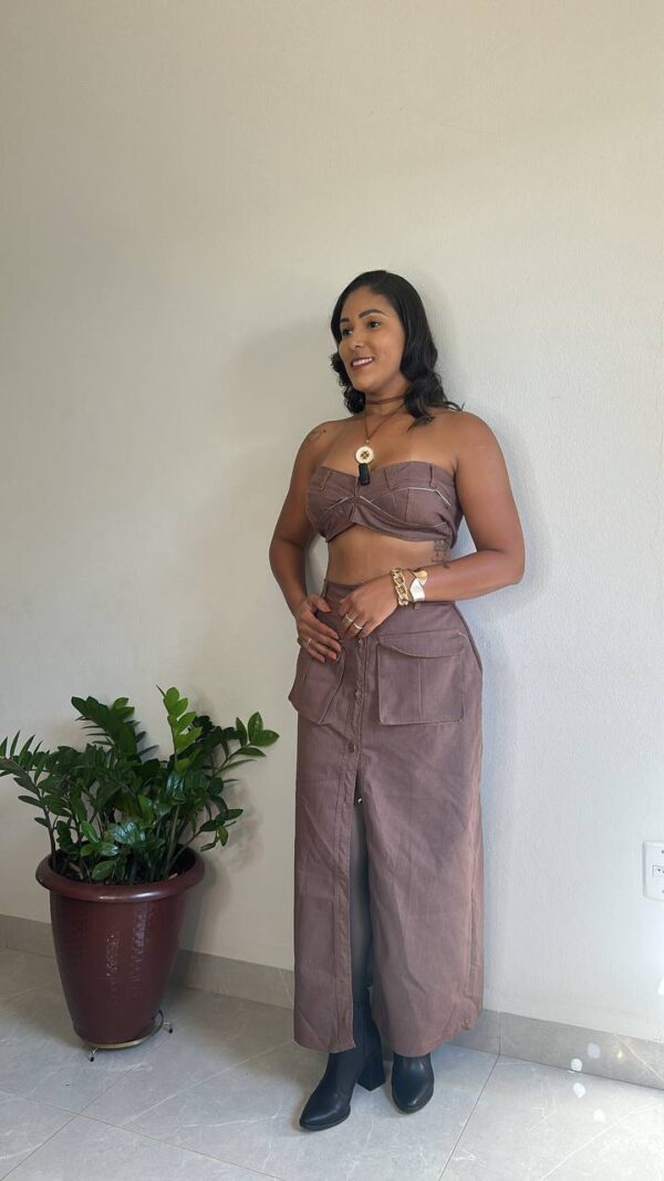 Conjunto All Denim Midi Saia Cargo - Imagem 3