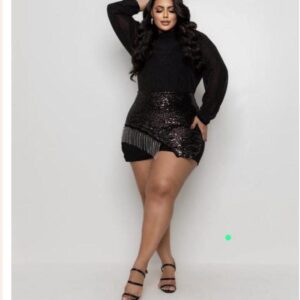 Conjunto Blusa no Tule em Lurex Plus Size