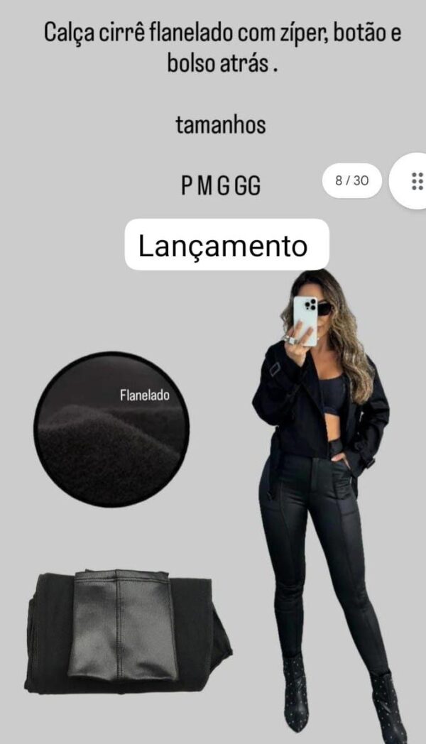 Calça Cirrê Flanelada com Zíper - Imagem 2