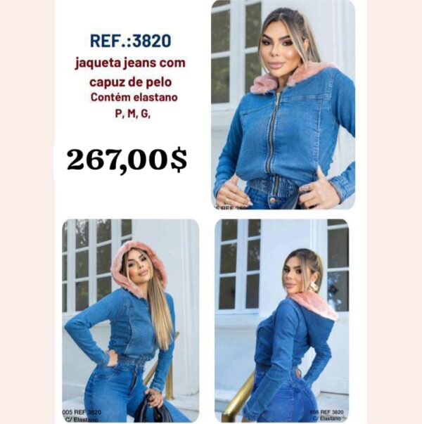 Jaqueta com capuz em pelo fake - Imagem 4