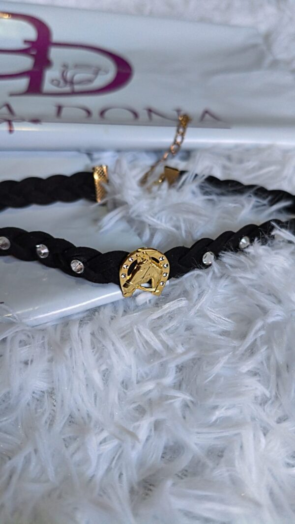 Choker Camurça Trança Cavalo
