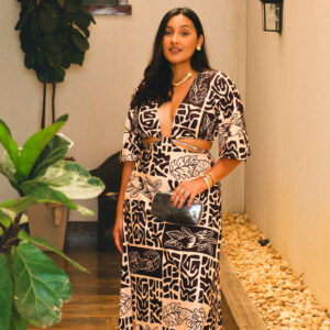 Vestido longo manga longa