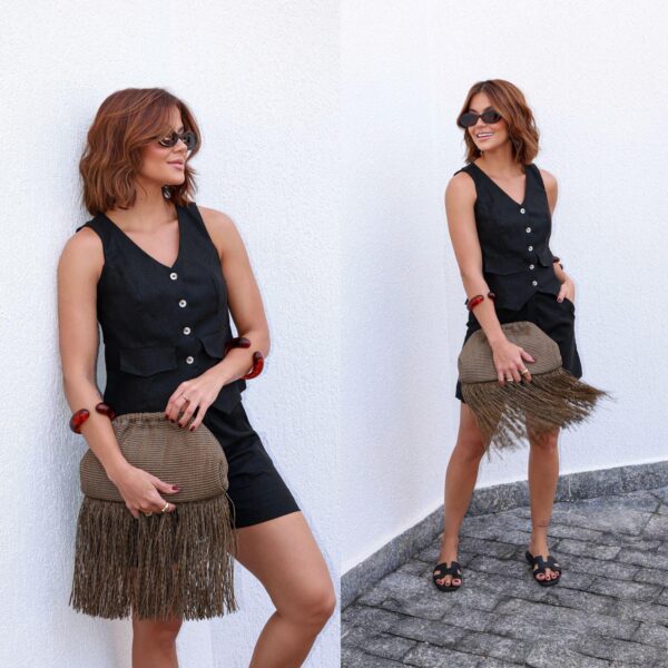 Conjunto Agatha colete +short em linho - Imagem 2