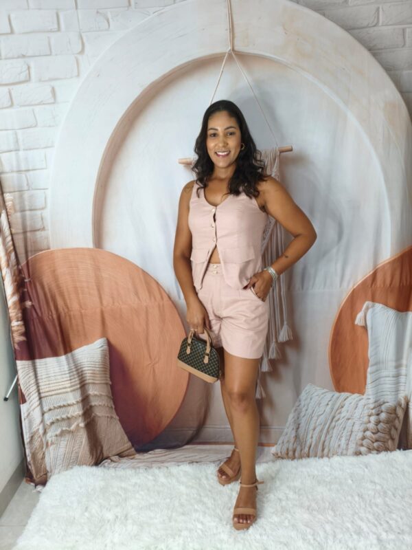 Conjunto Agatha colete +short em linho - Imagem 7