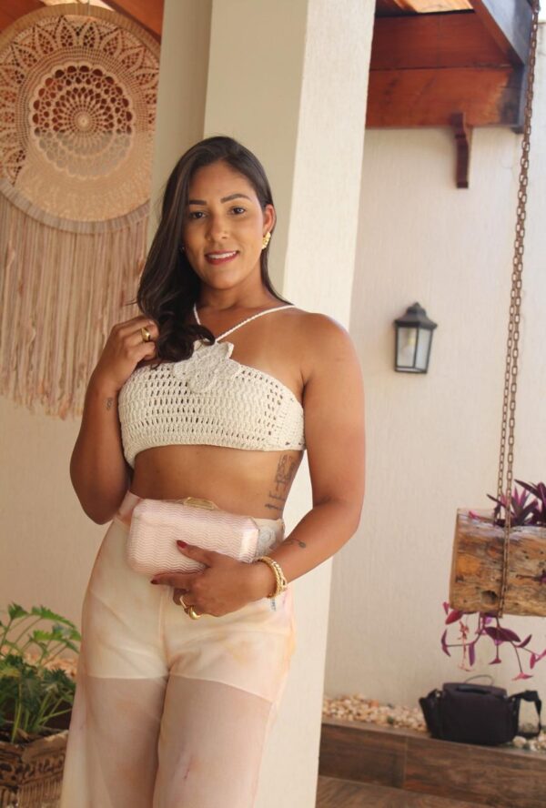 Conjunto calca + cropped croche - Imagem 4