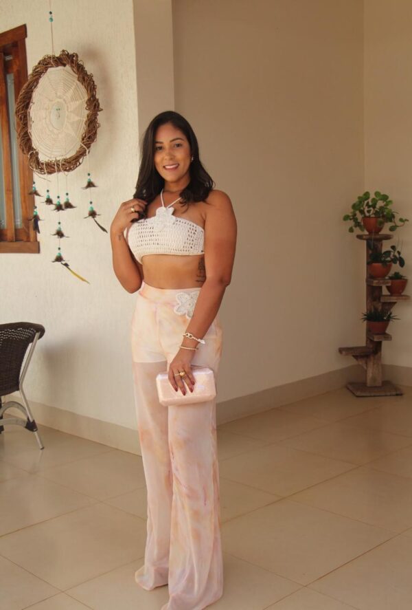 Conjunto calca + cropped croche