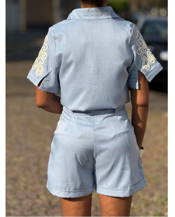Conjunto short+ camisa manga curta bordada - Imagem 3